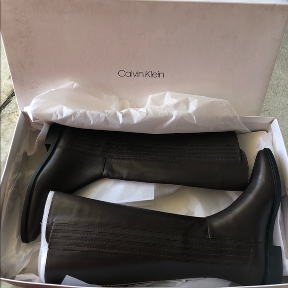 Calvin Klein Womens Finley Brown Riding Boots - Picture 3 of 8